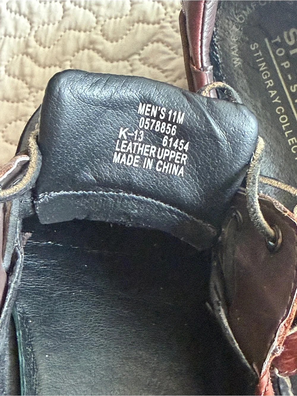 Sperry To-Sider Stingray Collection Men’s Black Brown Leather Boat Shoes Size 11